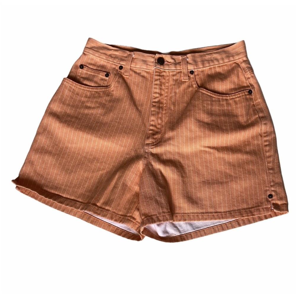 Bill Blass Jeans Womens 10 Denim Orange Pin-Stripe Mom Shorts Mid-Rise VTG